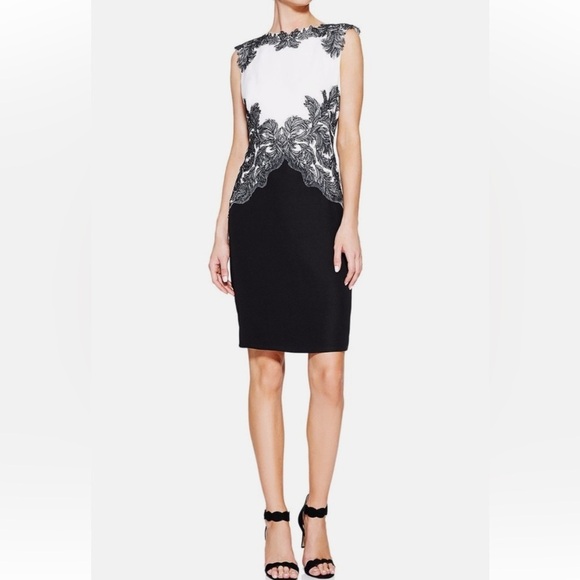 Tadashi Shoji Black and White Lace Midi Dress Size XLJ-23